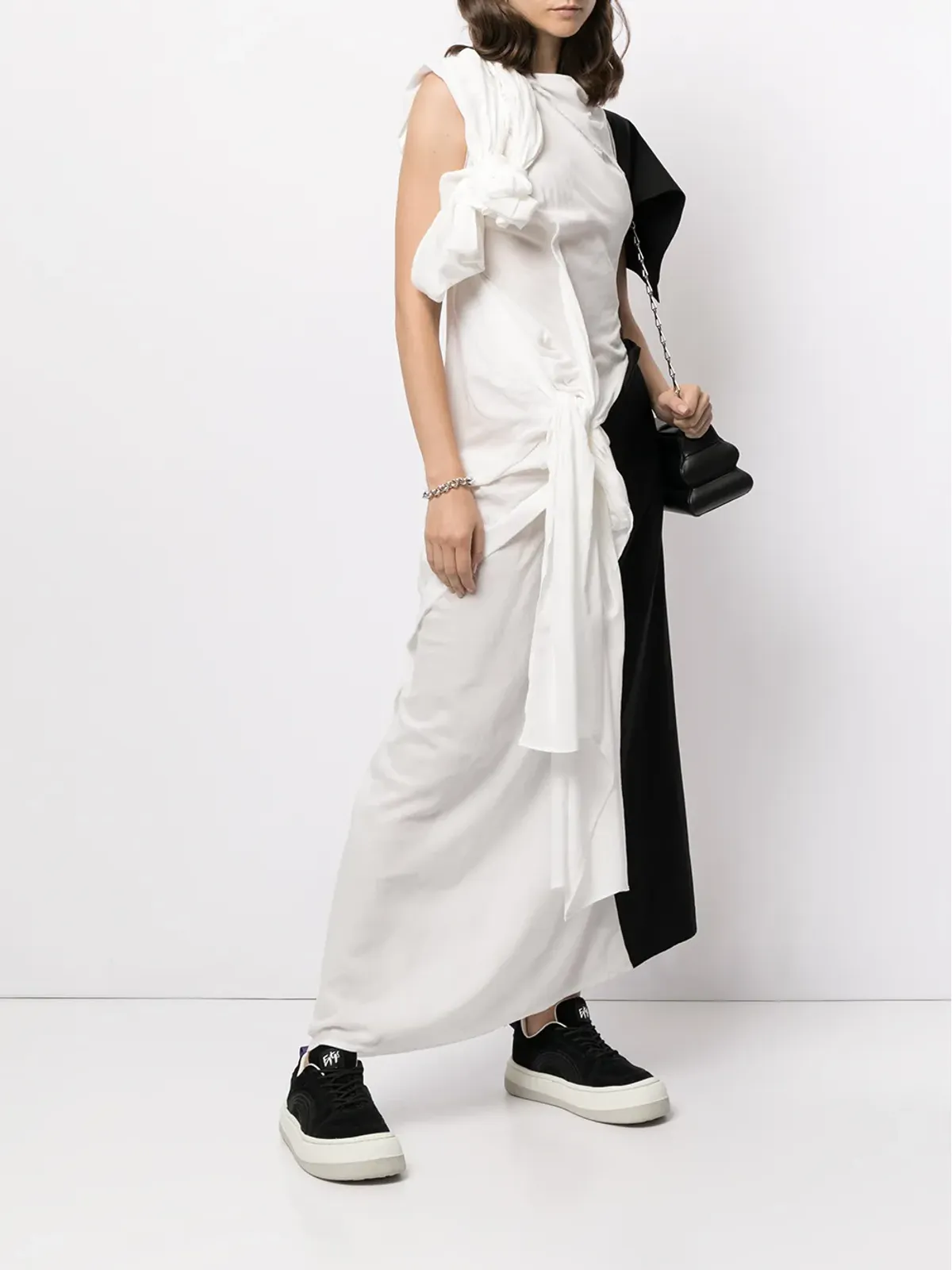 Yohji Yamamoto カラー・ブロック アシンメトリードレス - 画像2