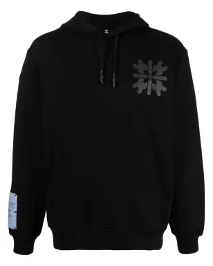 MCQ abstract-print cotton hoodie - Black - サムネイル1