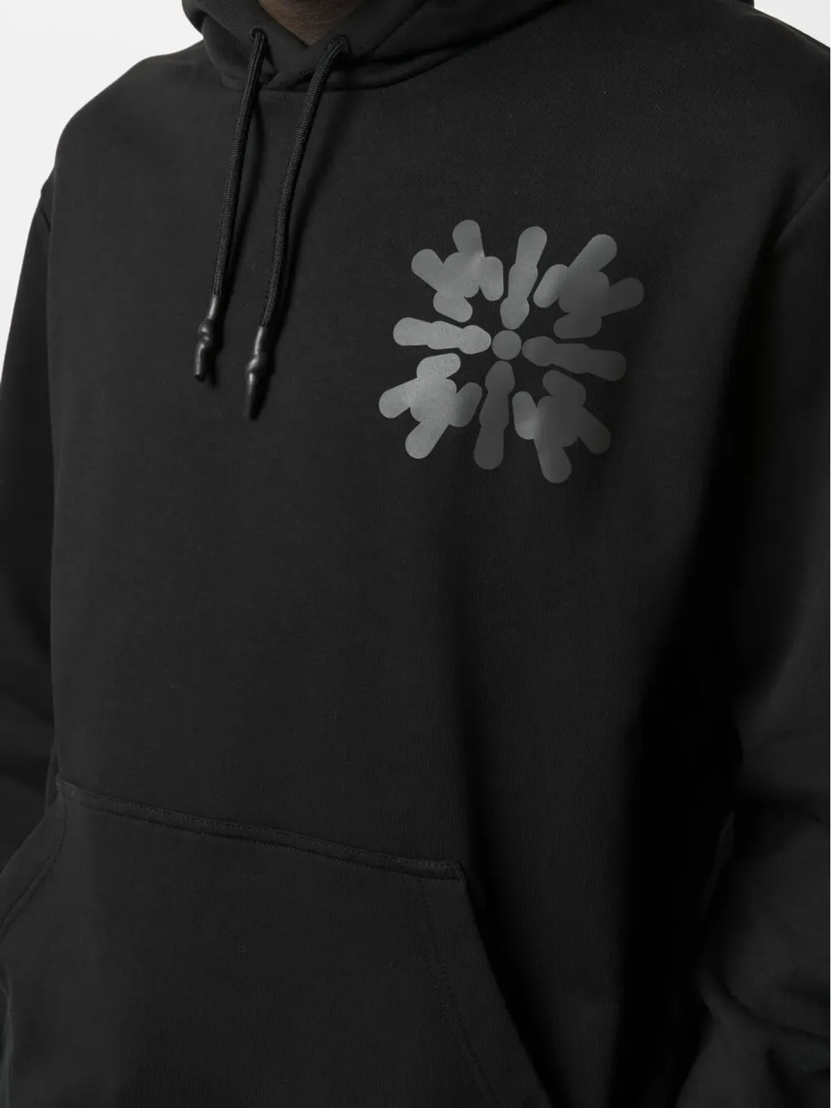 MCQ abstract-print cotton hoodie - Black - 画像5