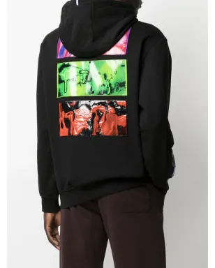 MCQ abstract-print cotton hoodie - Black - サムネイル2