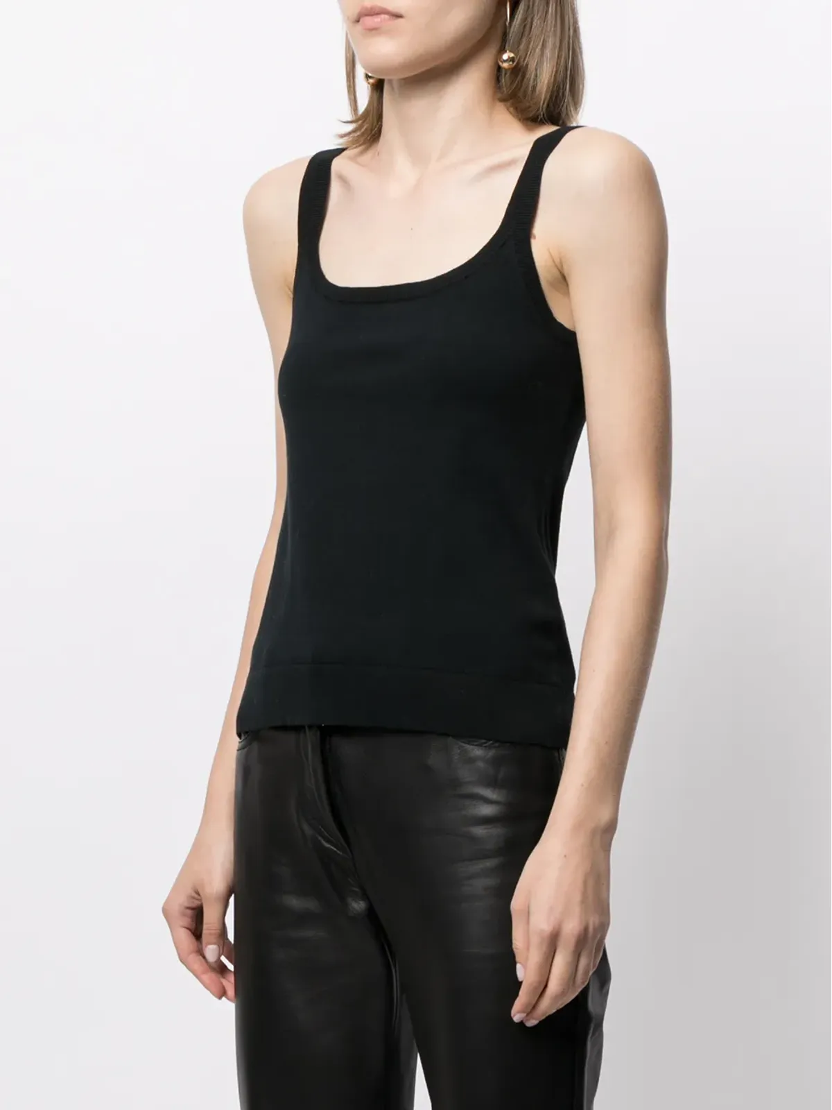 Dorothee Schumacher スクープネック タンクトップ ブラック - 画像3