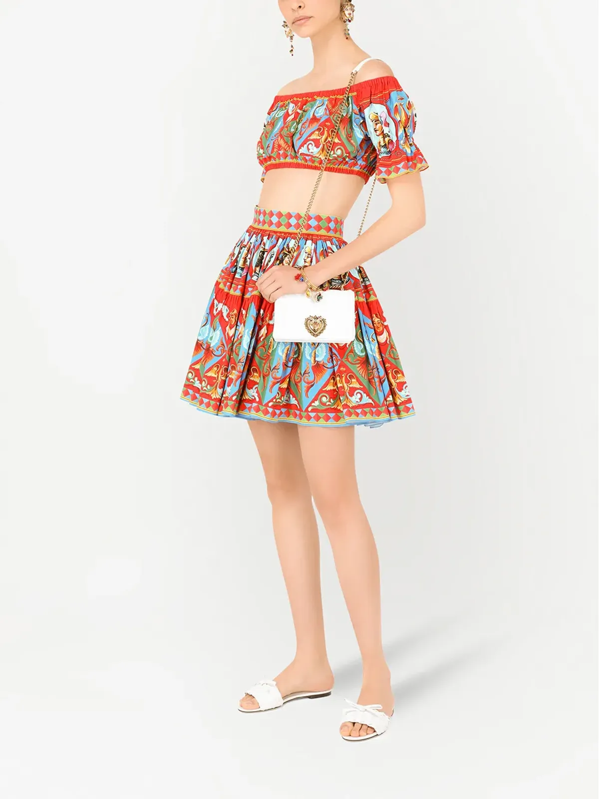 Dolce & Gabbana Carretto-print pleated miniskirt - Red - 画像2