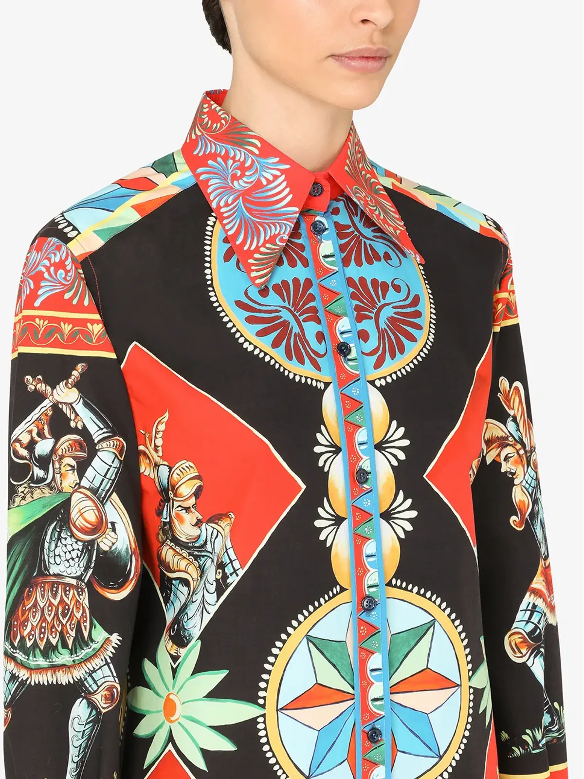 Dolce & Gabbana Carretto柄ポプリンシャツ - ブラック - 画像5