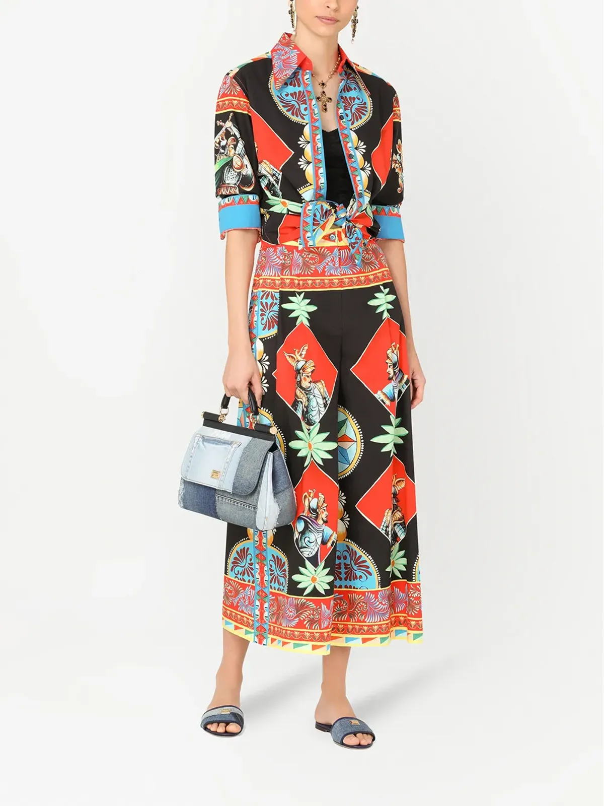 Dolce & Gabbana Carretto柄ポプリンシャツ - ブラック - 画像2