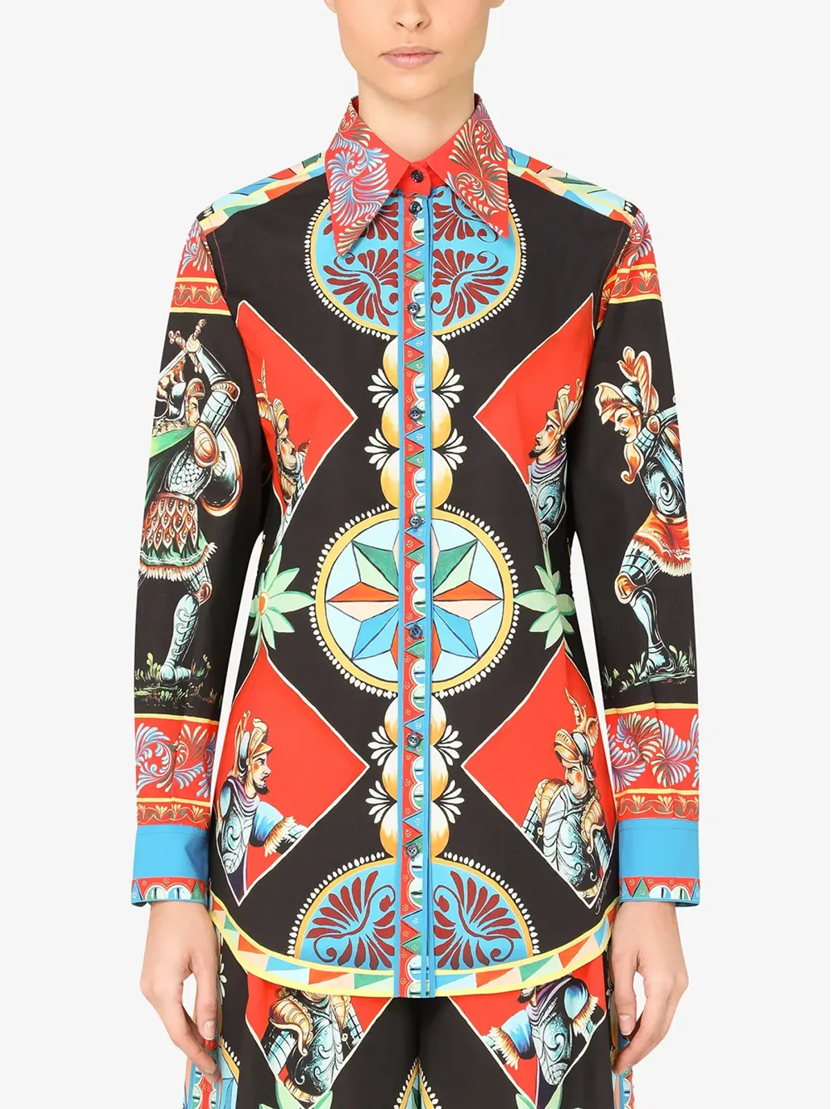 Dolce & Gabbana Carretto柄ポプリンシャツ - ブラック - 画像3