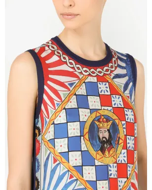 Dolce & Gabbana Carretto-print silk vest - Blue - サムネイル5