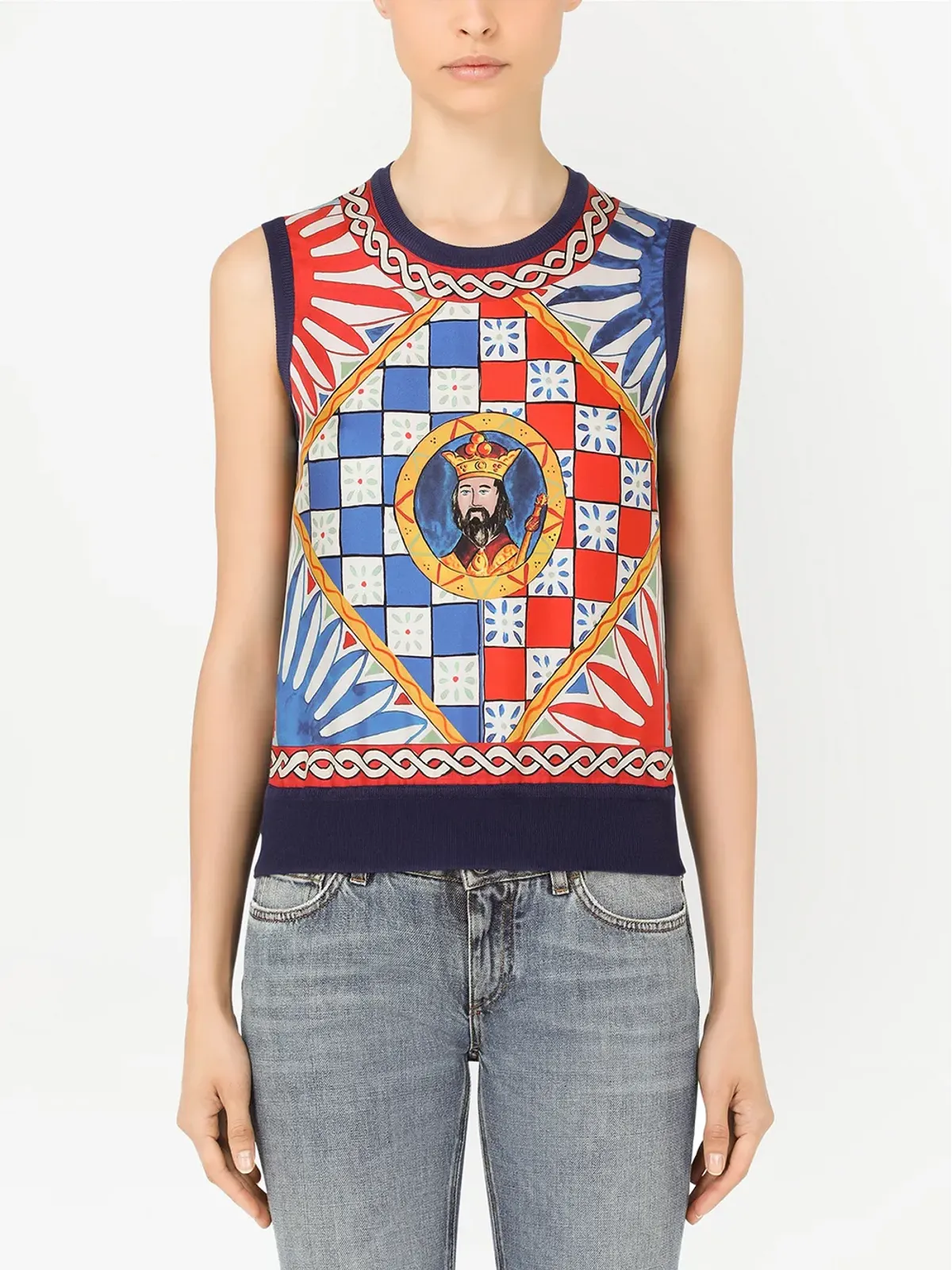 Dolce & Gabbana Carretto-print silk vest - Blue - 画像3