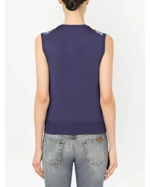 Dolce & Gabbana Carretto-print silk vest - Blue - サムネイル4