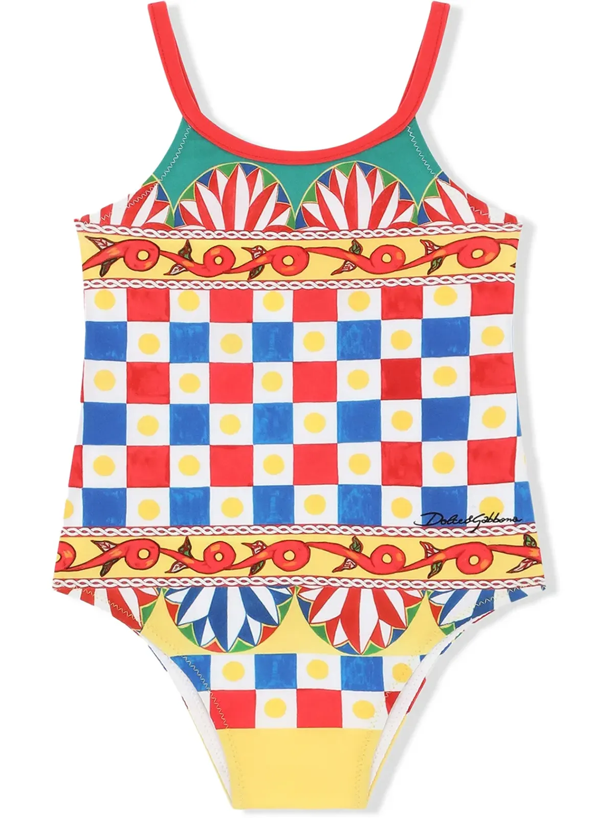 Dolce & Gabbana Kids Carrettoプリントのワンピース水着 - 画像1