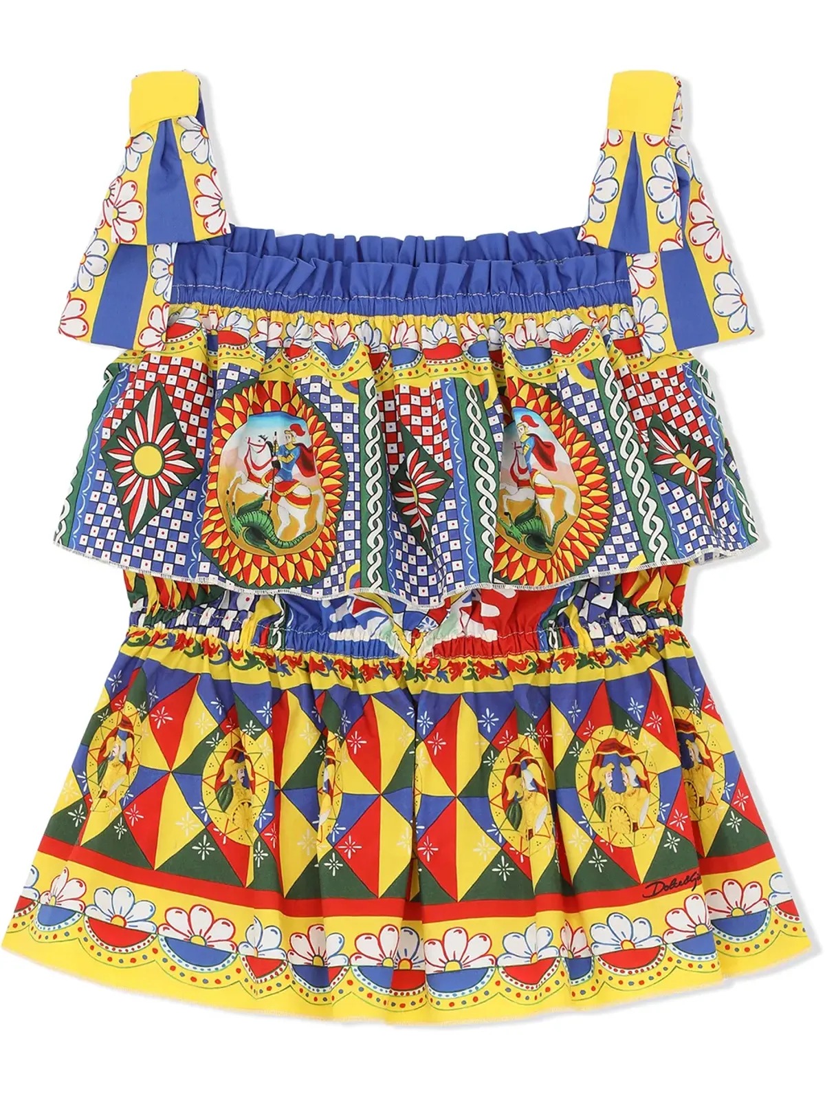 Dolce & Gabbana Kids カレットプリント ティアード ポプリン・トップ - 画像1