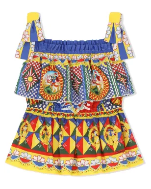 Dolce & Gabbana Kids カレットプリント ティアード ポプリン・トップ - サムネイル1