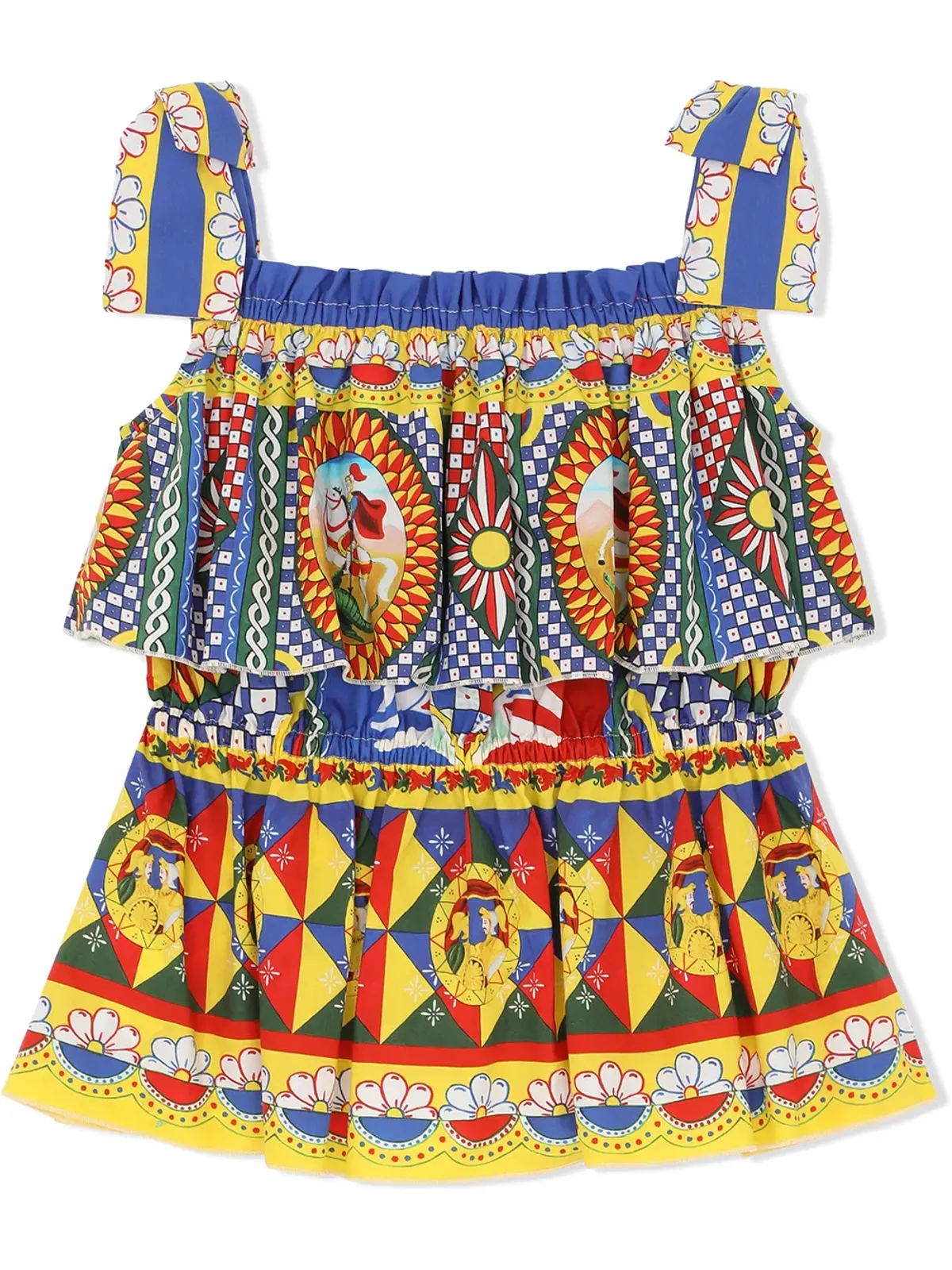 Dolce & Gabbana Kids カレットプリント ティアード ポプリン・トップ - 画像2