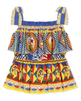 Dolce & Gabbana Kids カレットプリント ティアード ポプリン・トップ - サムネイル2