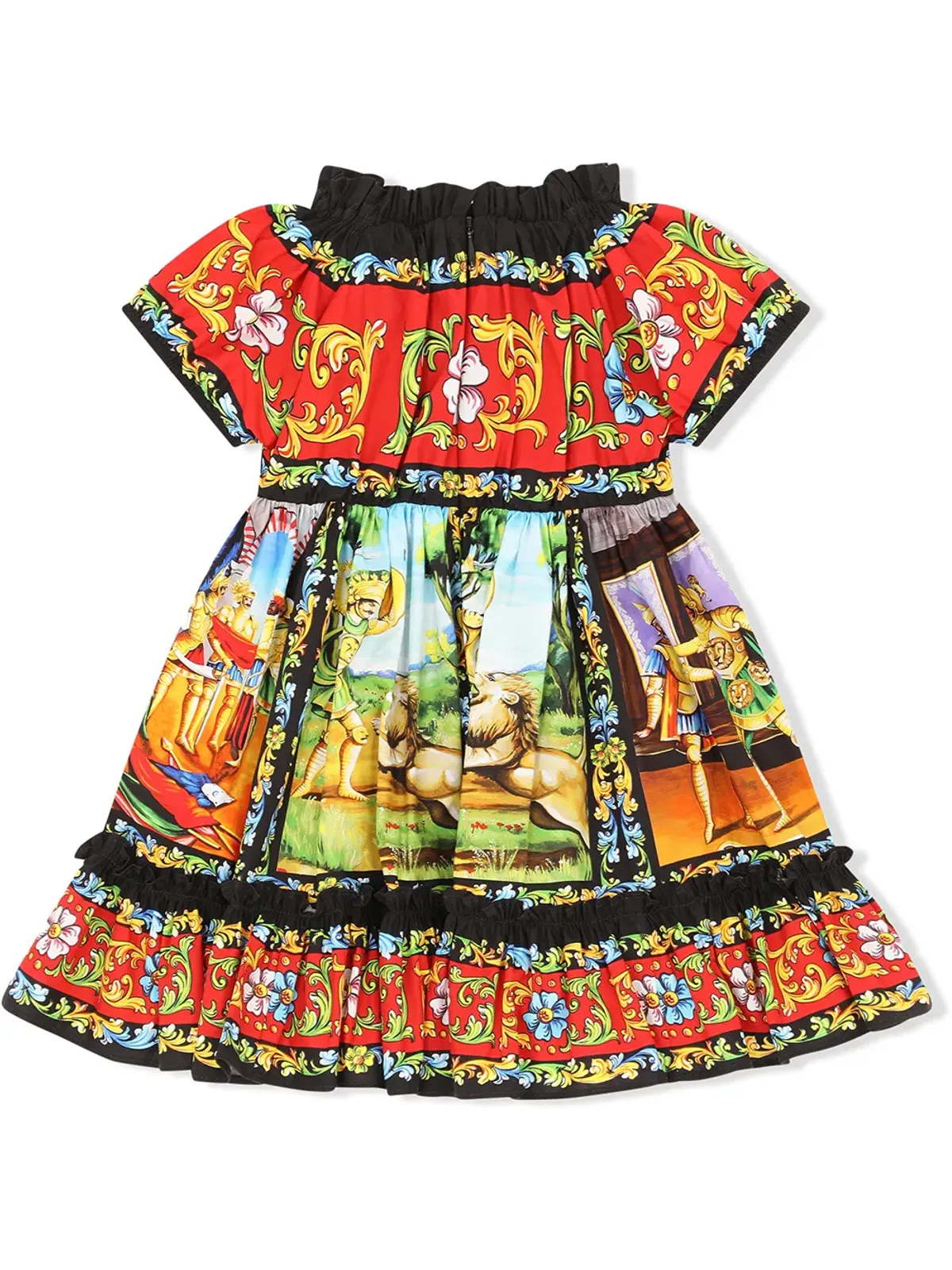Dolce & Gabbana Kids Carrettoプリントのフリルドレス - 画像2