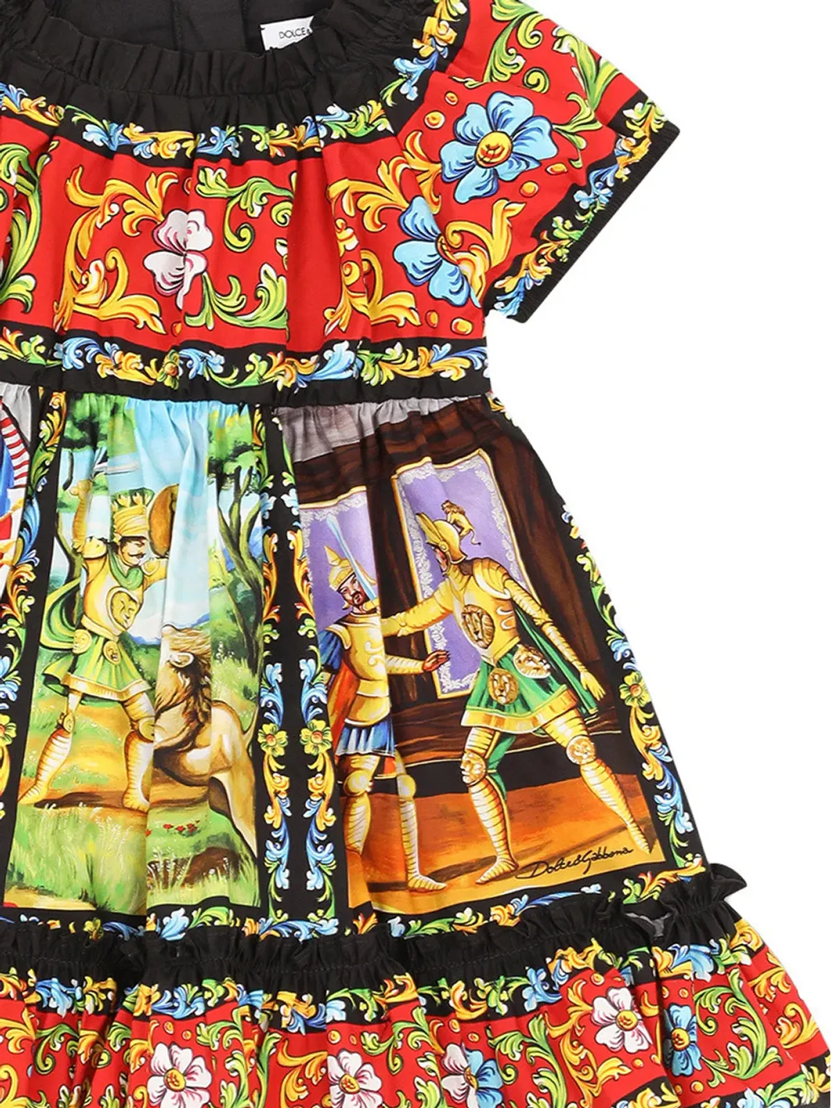 Dolce & Gabbana Kids Carrettoプリントのフリルドレス - 画像4