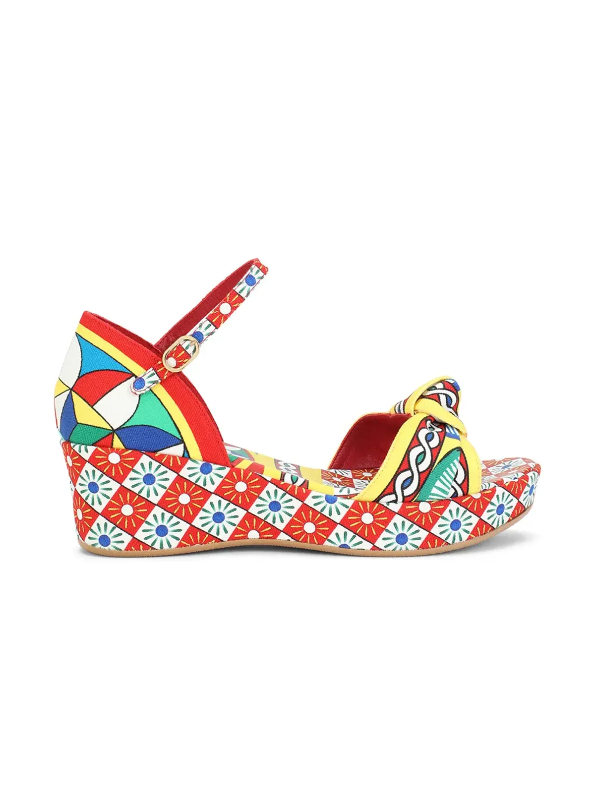 Dolce & Gabbana Kids カルレットプリント アンクルストラップ ウェッジ - 画像2
