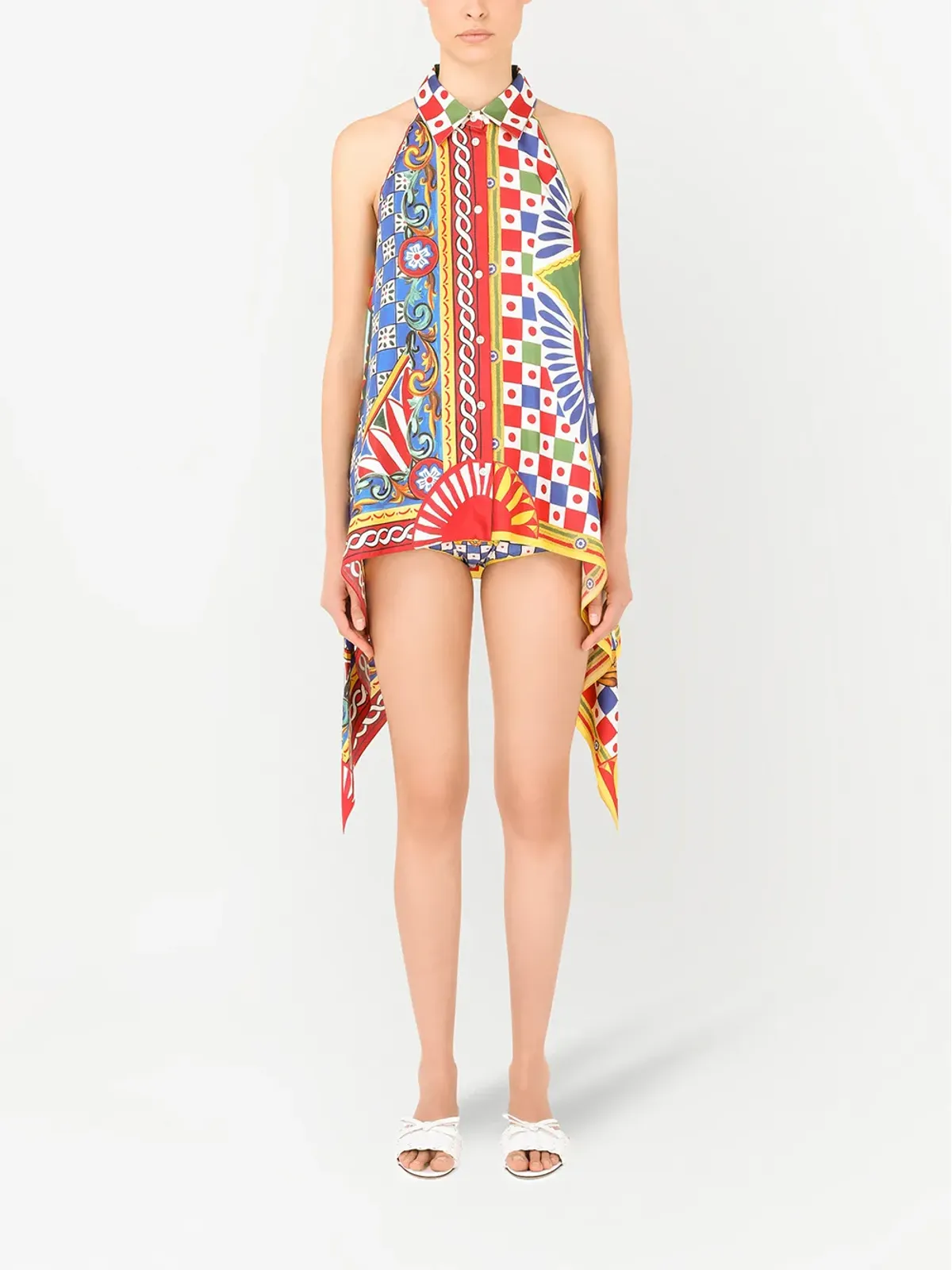 Dolce & Gabbana Carrettoプリントツイルホルターネックトップ - 画像2
