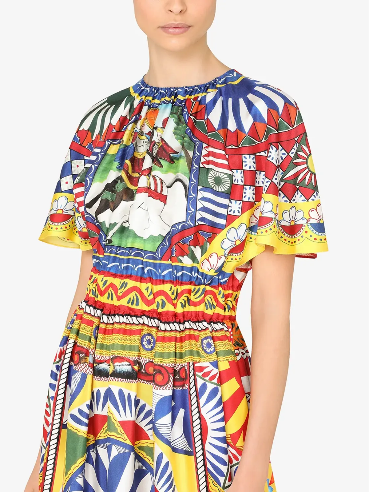 Dolce & Gabbana Carretto-print silk midi dress - Red - 画像5
