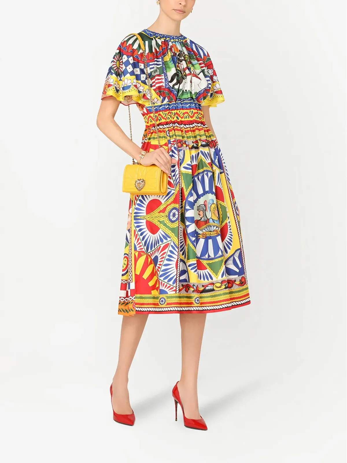 Dolce & Gabbana Carretto-print silk midi dress - Red - 画像2