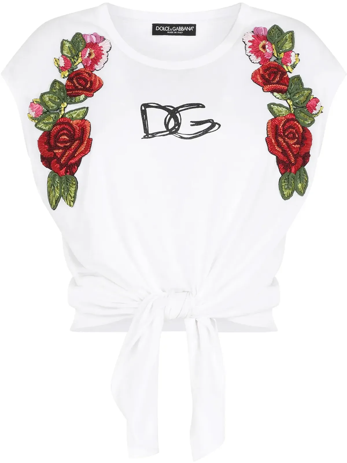 Dolce & Gabbana フローラルアップリケ ロゴ クロップトップ - 画像1