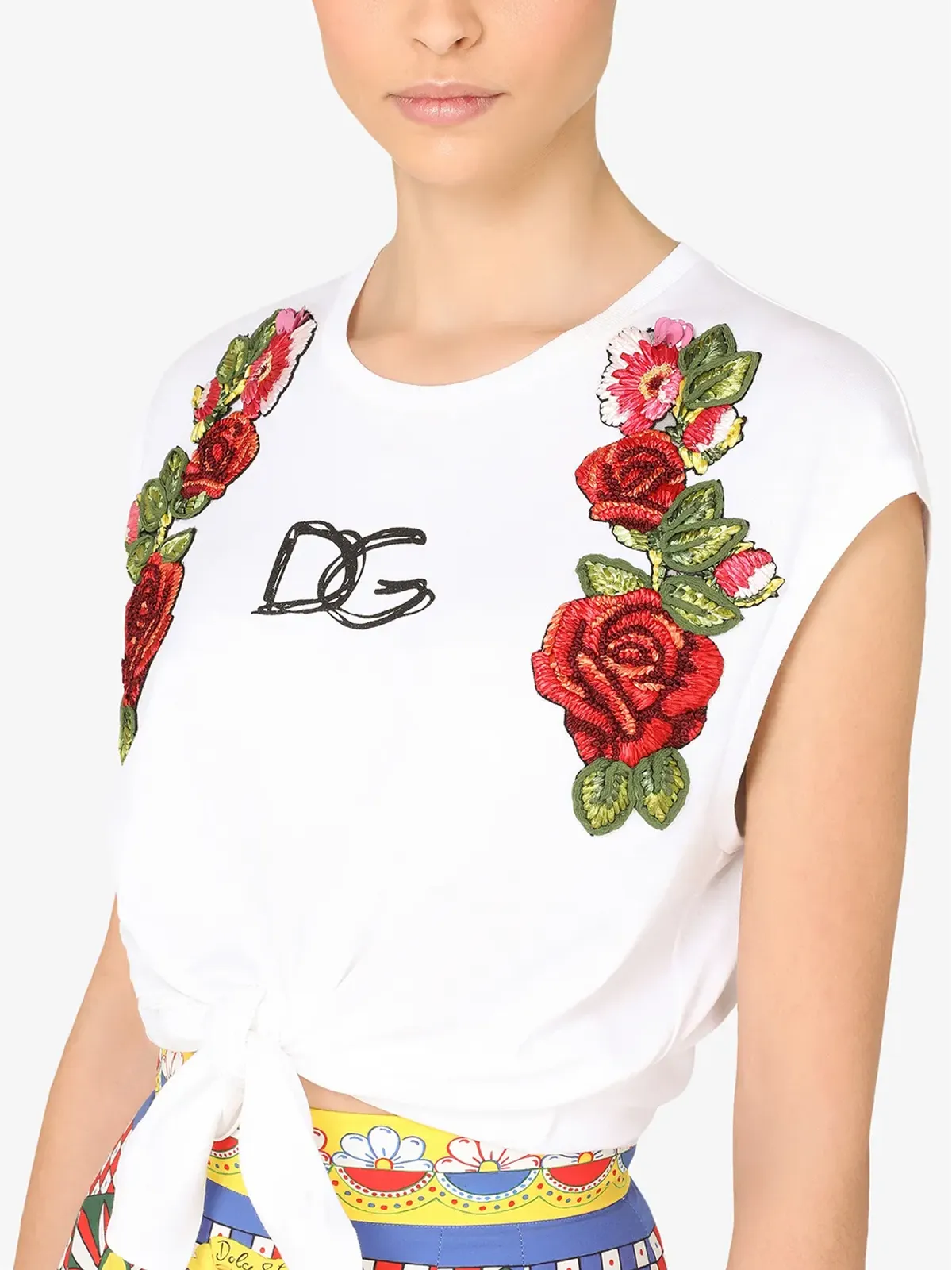 Dolce & Gabbana フローラルアップリケ ロゴ クロップトップ - 画像5