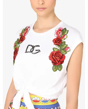 Dolce & Gabbana フローラルアップリケ ロゴ クロップトップ - サムネイル5