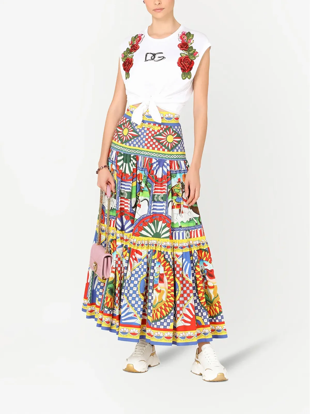 Dolce & Gabbana フローラルアップリケ ロゴ クロップトップ - 画像2