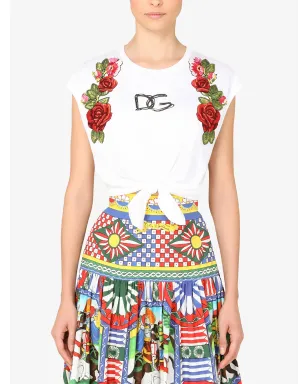 Dolce & Gabbana フローラルアップリケ ロゴ クロップトップ - サムネイル3