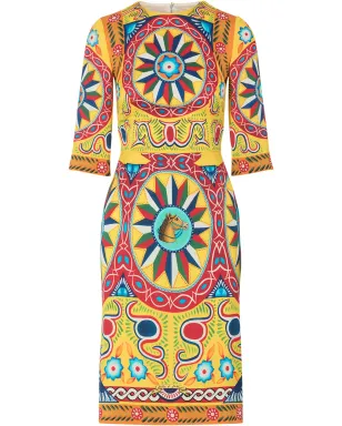 Dolce & Gabbana Carretto-print ミディドレス - イエロー - サムネイル1