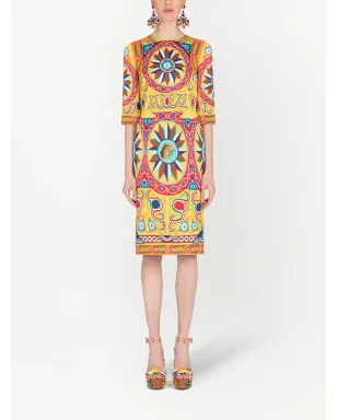 Dolce & Gabbana Carretto-print ミディドレス - イエロー - サムネイル2