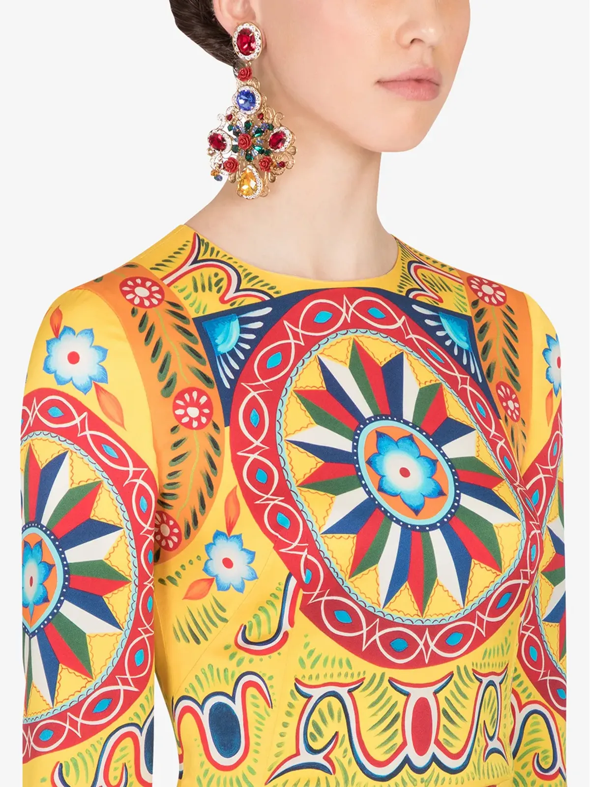 Dolce & Gabbana Carretto-print ミディドレス - イエロー - 画像4