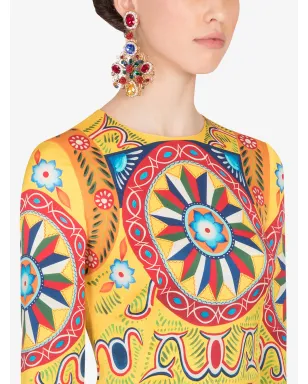 Dolce & Gabbana Carretto-print ミディドレス - イエロー - サムネイル4