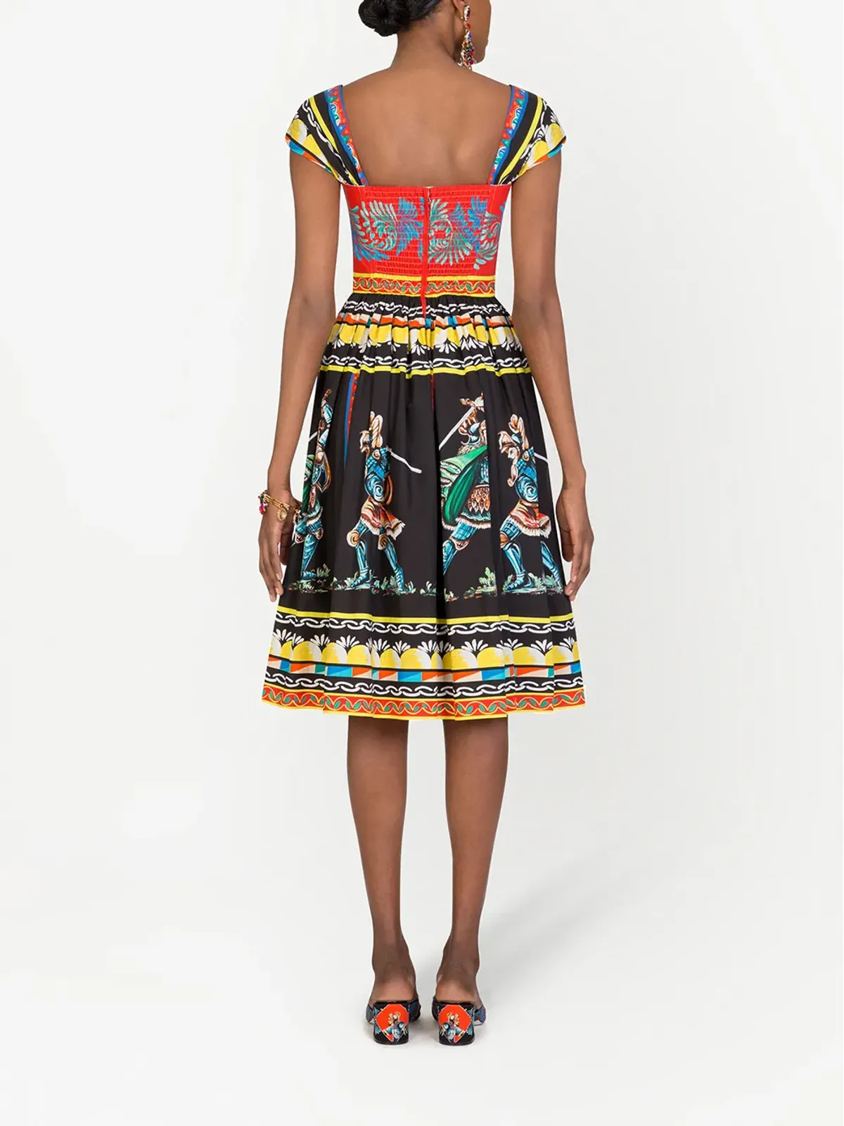 Dolce & Gabbana カレットプリントビスチェ風ミディドレス - 画像3