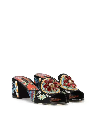 Dolce & Gabbana ビアンカ・カルレットプリント ミュール - ブラック - サムネイル2