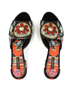 Dolce & Gabbana ビアンカ・カルレットプリント ミュール - ブラック - サムネイル4