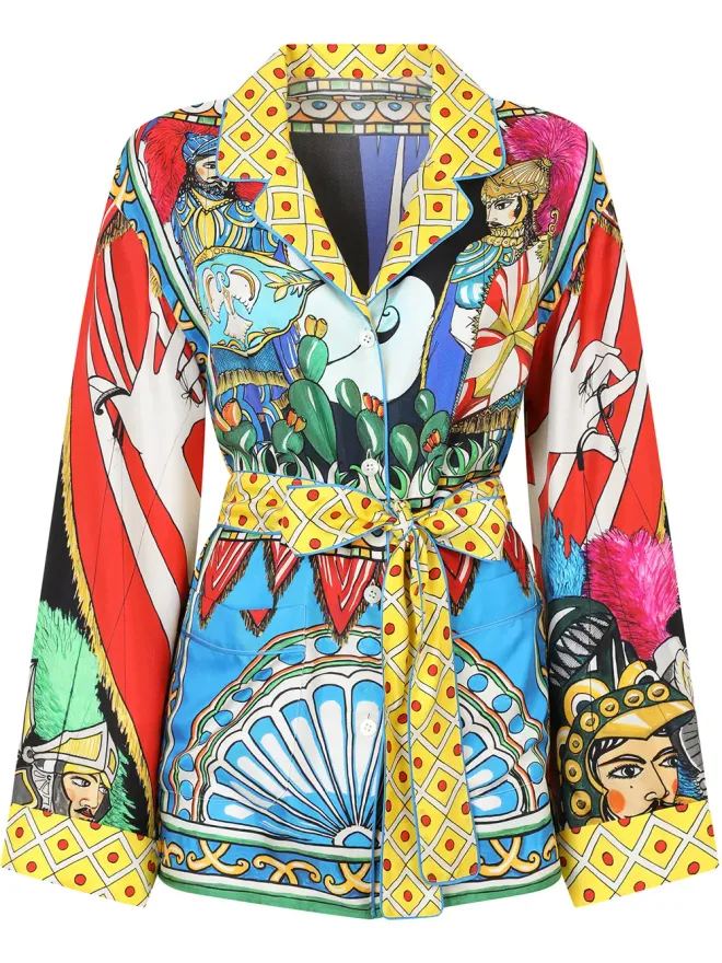Dolce & Gabbana Dolce & Gabbana カレットプリント ベルト付き パジャマシャツの商品画像