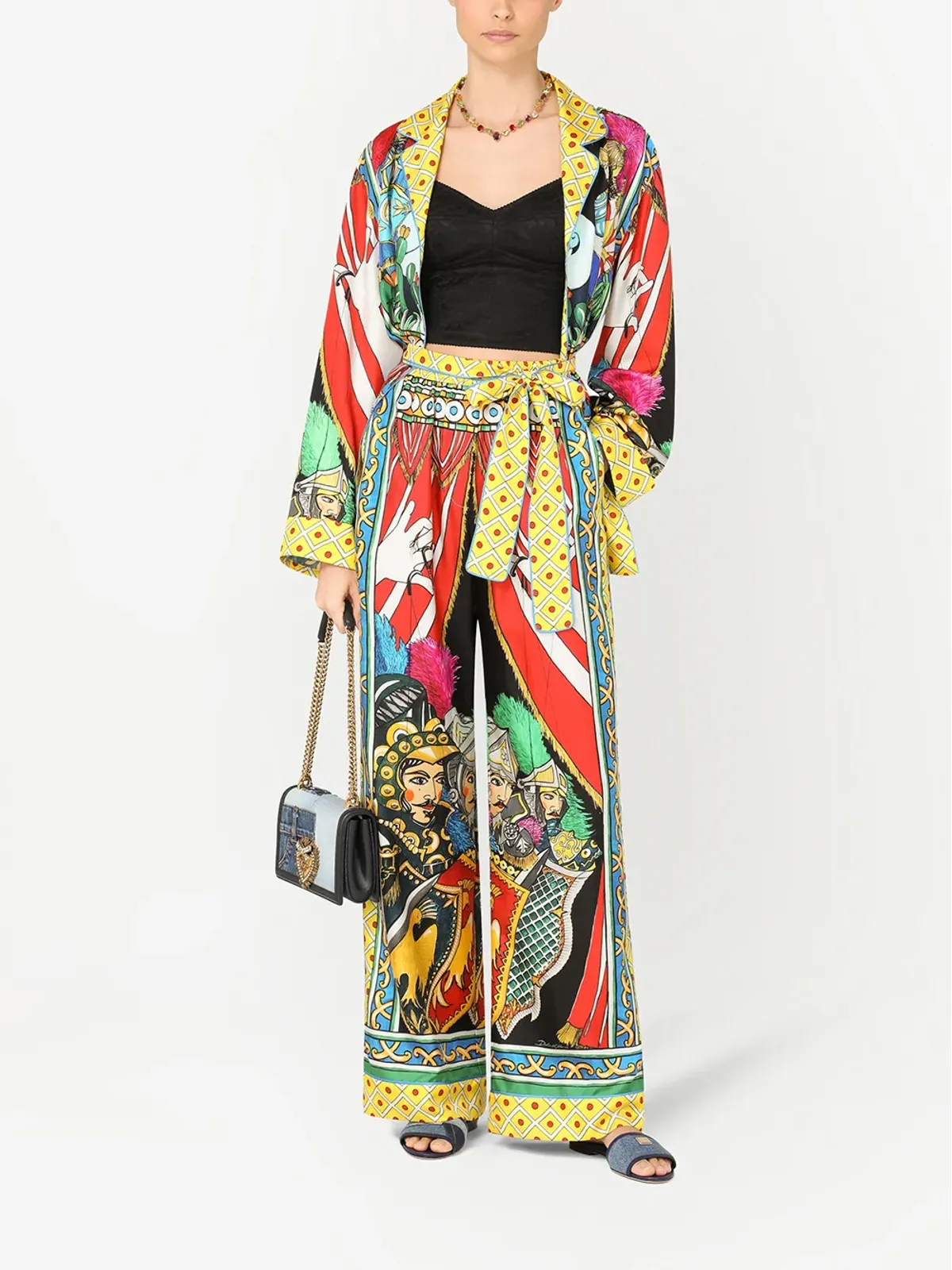 Dolce & Gabbana カレットプリント ベルト付き パジャマシャツ - 画像2