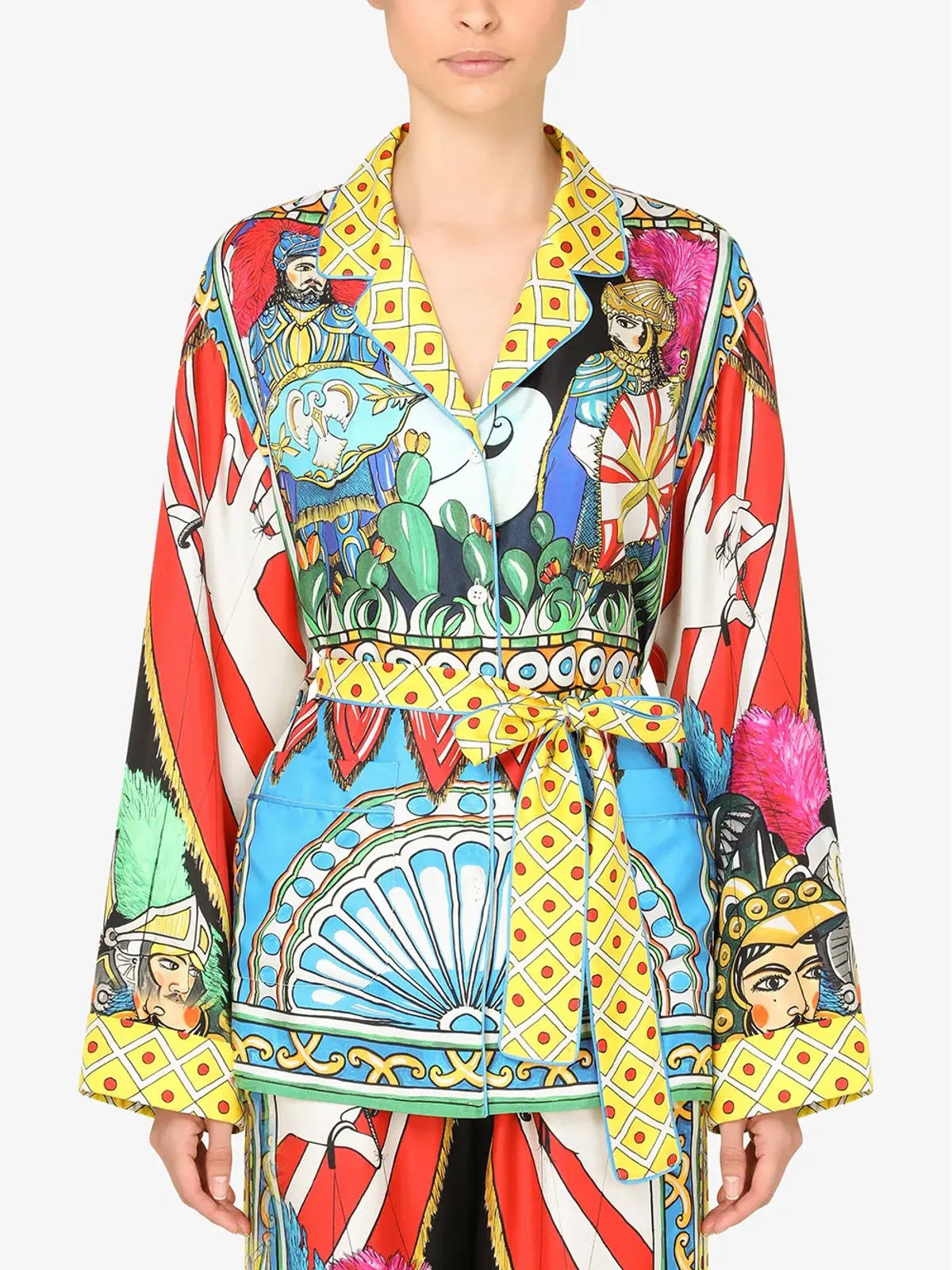 Dolce & Gabbana カレットプリント ベルト付き パジャマシャツ - 画像3