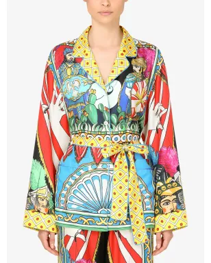 Dolce & Gabbana カレットプリント ベルト付き パジャマシャツ - サムネイル3