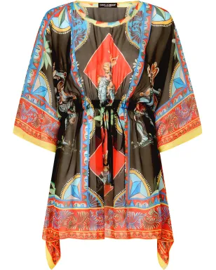 Dolce & Gabbana Carrettoプリント シフォンカフタン - ブラック - サムネイル1