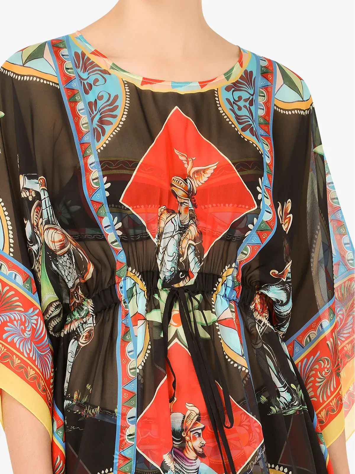 Dolce & Gabbana Carrettoプリント シフォンカフタン - ブラック - 画像5