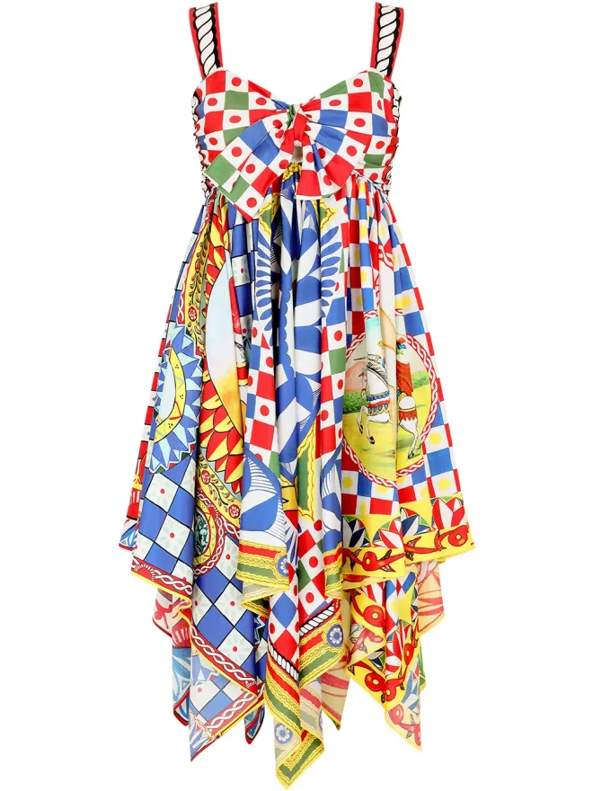 Dolce & Gabbana Dolce & Gabbana カレットプリント ツイル ミニドレス（ブルー）の商品画像