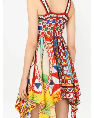 Dolce & Gabbana カレットプリント ツイル ミニドレス（ブルー） - サムネイル5