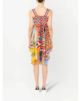 Dolce & Gabbana カレットプリント ツイル ミニドレス（ブルー） - サムネイル3
