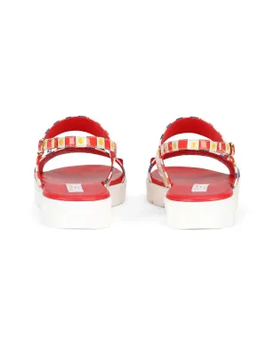 Dolce & Gabbana Kids Carretto-print bejewelled leather sandals Carretto柄の宝石装飾付きレザーサンダル - サムネイル3