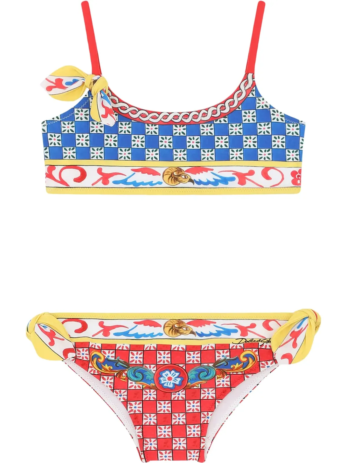 Dolce & Gabbana Kids Carrettoプリント タイディテール ビキニ - ブルー - 画像1
