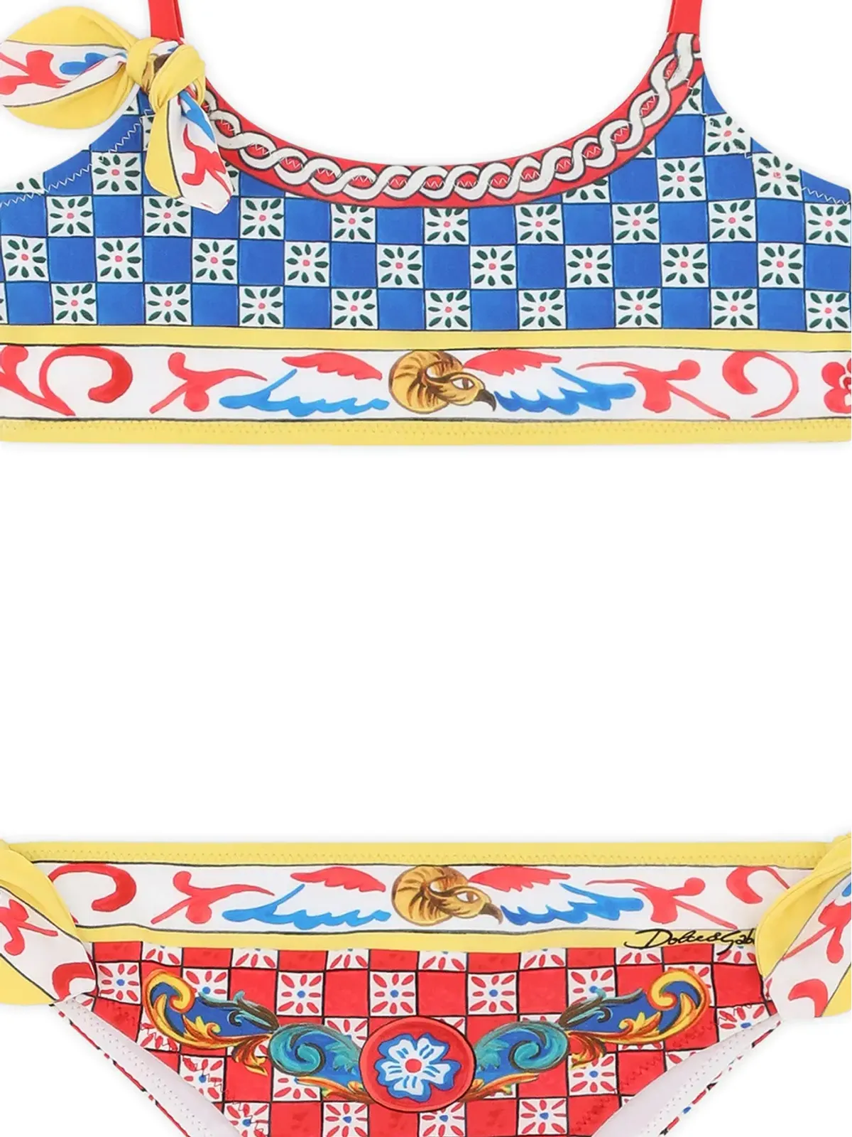 Dolce & Gabbana Kids Carrettoプリント タイディテール ビキニ - ブルー - 画像3