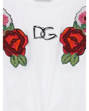 Dolce & Gabbana Kids ロゴプリント ノットディテール Tシャツ - White - サムネイル3