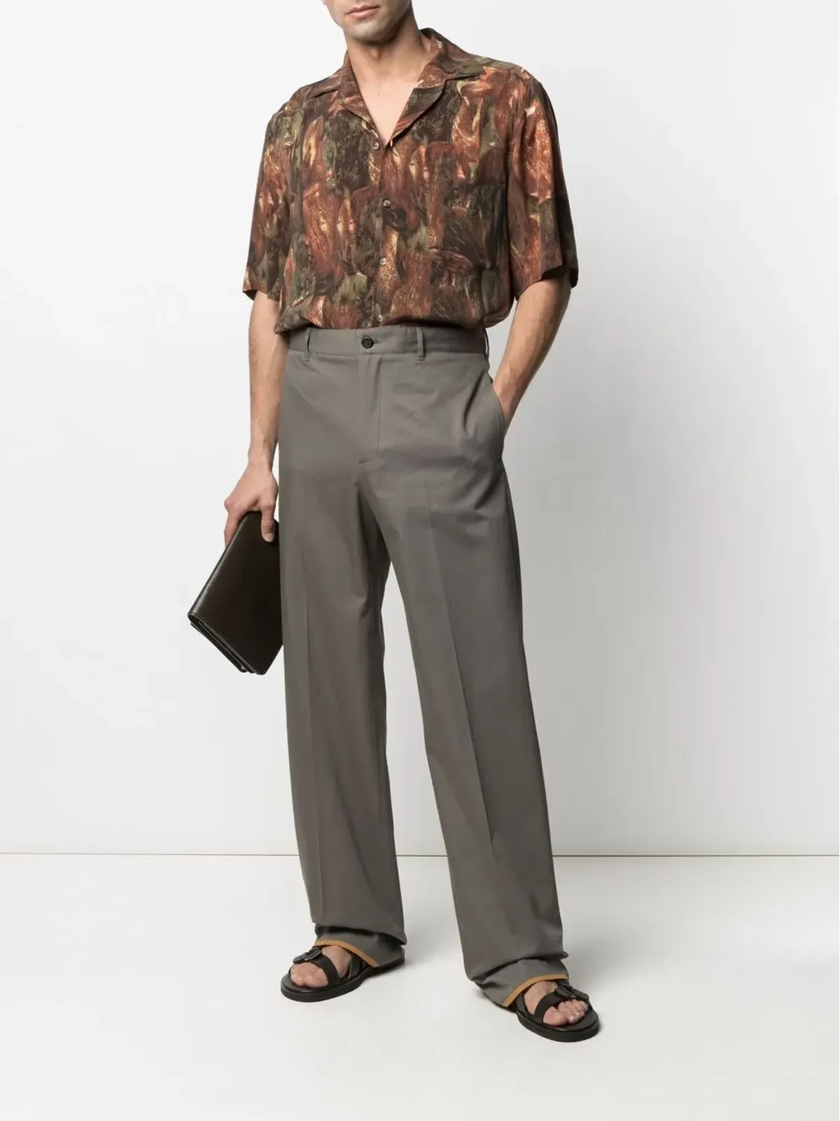 Ferragamo ストレートレッグ テーラードパンツ ブラウン - 画像2