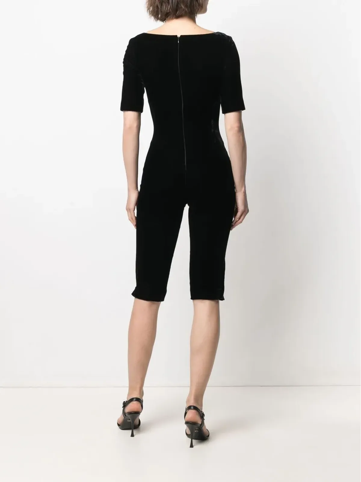 CHANEL Pre-Owned 1994 velvet knee-length playsuit - Black - 画像4